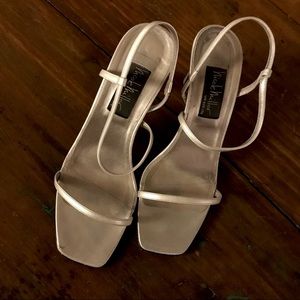 Matte Silver Strappy High Heels Nichole Miller